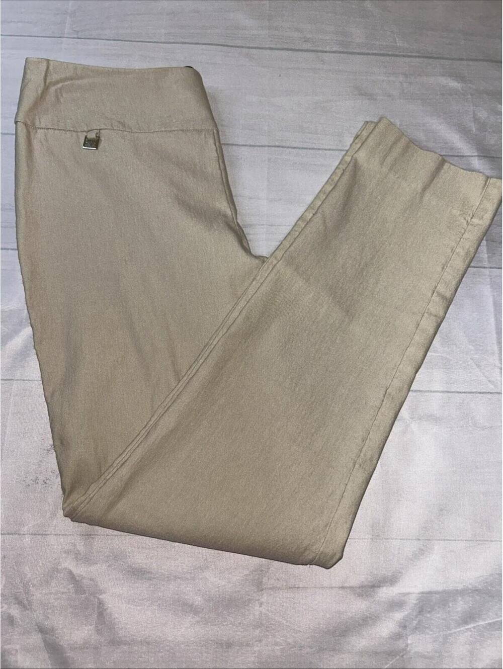 Peck & Peck Ankle Pants Sz 8 Khaki Stretch Pullon Casual Dress Pants Midrise